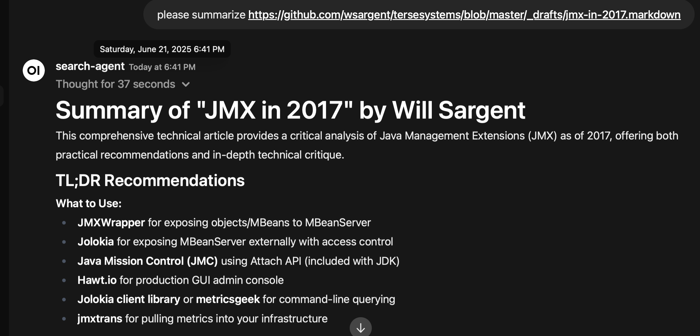 Draft of JMX in 2017